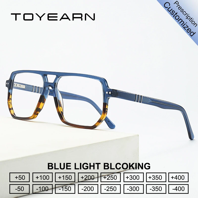 TOYEARN Acetate Square Reading Glasses Men Blue Light Blocking Myopia Hyperopia Customized Prescription Optical Eyeglasses Frame
TOYEARN Acetate Square Reading Glasses Men Blue Light Blocking Myopia Hyperopia Customized Prescription Optical Eyeglasses Frame