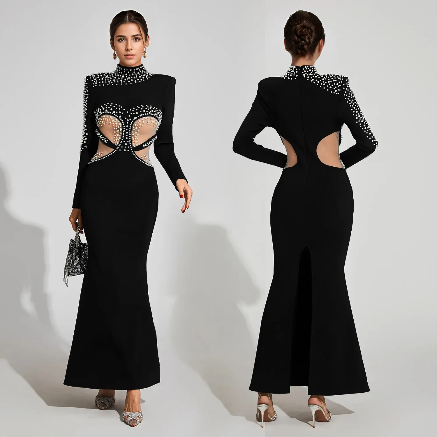 Fashion Solid Long Sleeve Shoulder Pads Hollow Out Loop Sexy Slim Maxi Prom Dress Summer New Outfit Vacation Nightclub dresses
Fashion Solid Long Sleeve Shoulder Pads Hollow Out Loop Sexy Slim Maxi Prom Dress Summer New Outfit Vacation Nightclub dresses