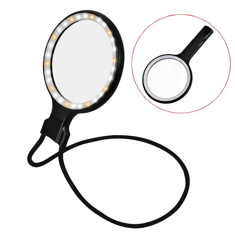 5x 10x Magnifying Glass Handheld Rechargeable Magnifier Lithium Battery With LED Light For Reading Books And Newspapers