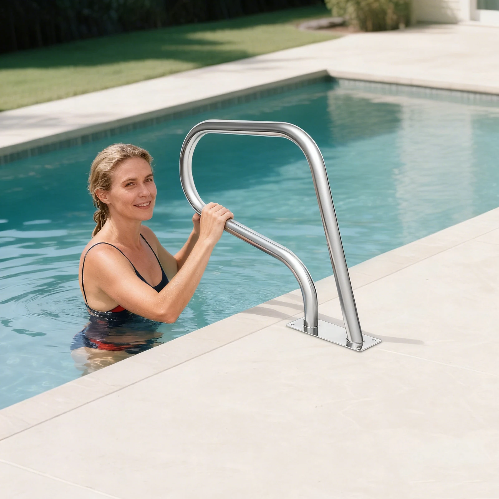 304 Stainless Steel Pool Handrail U-Shaped Anti-Slip Pool Railing with Blue Neoprene Grip Cover 264.55lbs Load Capacity Rustproof Swimming Pool Grab Rail with Full Installation Accessories
304 Stainless Steel Pool Handrail U-Shaped Anti-Slip Pool Railing with Blue Neoprene Grip Cover 264.55lbs Load Capacity Rustproof Swimming Pool Grab Rail with Full Installation Accessories
