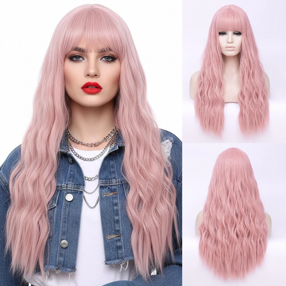 Long Wavy Pink Synthetic Wig For Cosplay Women’s Heat Resistant With Bang for Halloween Party Looks
Long Wavy Pink Synthetic Wig For Cosplay Women’s Heat Resistant With Bang for Halloween Party Looks