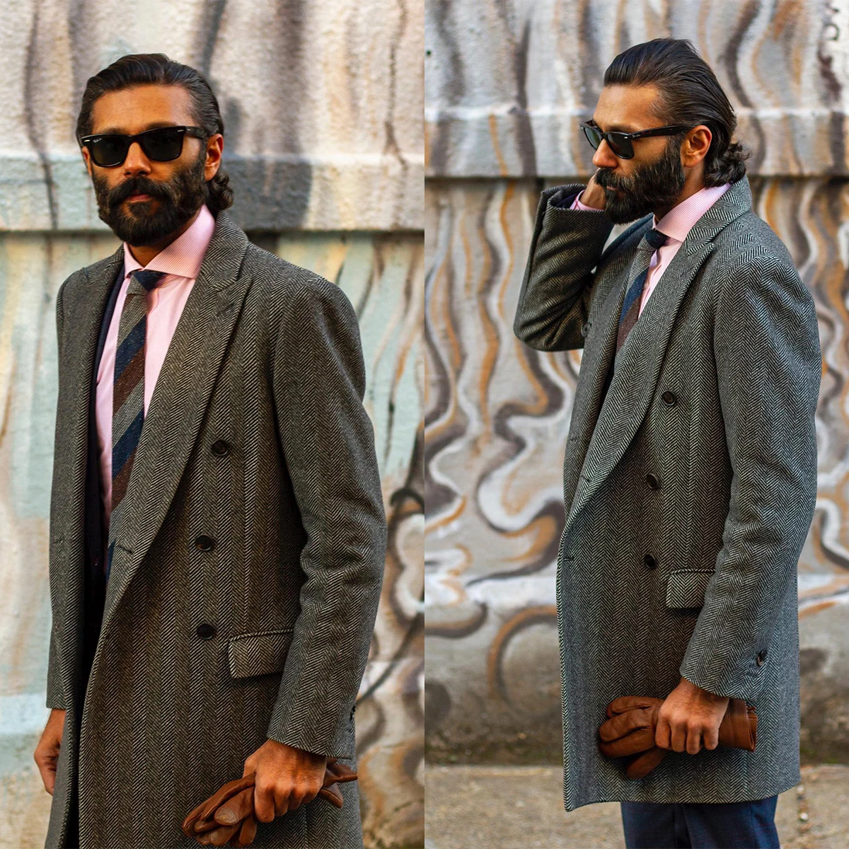 Herringbone Gray Men's Suits Tailored One Piece Overcoat Peaked Lapel Single Breasted Slim Wedding Groom Custom Made Plus Size
Herringbone Gray Men's Suits Tailored One Piece Overcoat Peaked Lapel Single Breasted Slim Wedding Groom Custom Made Plus Size
