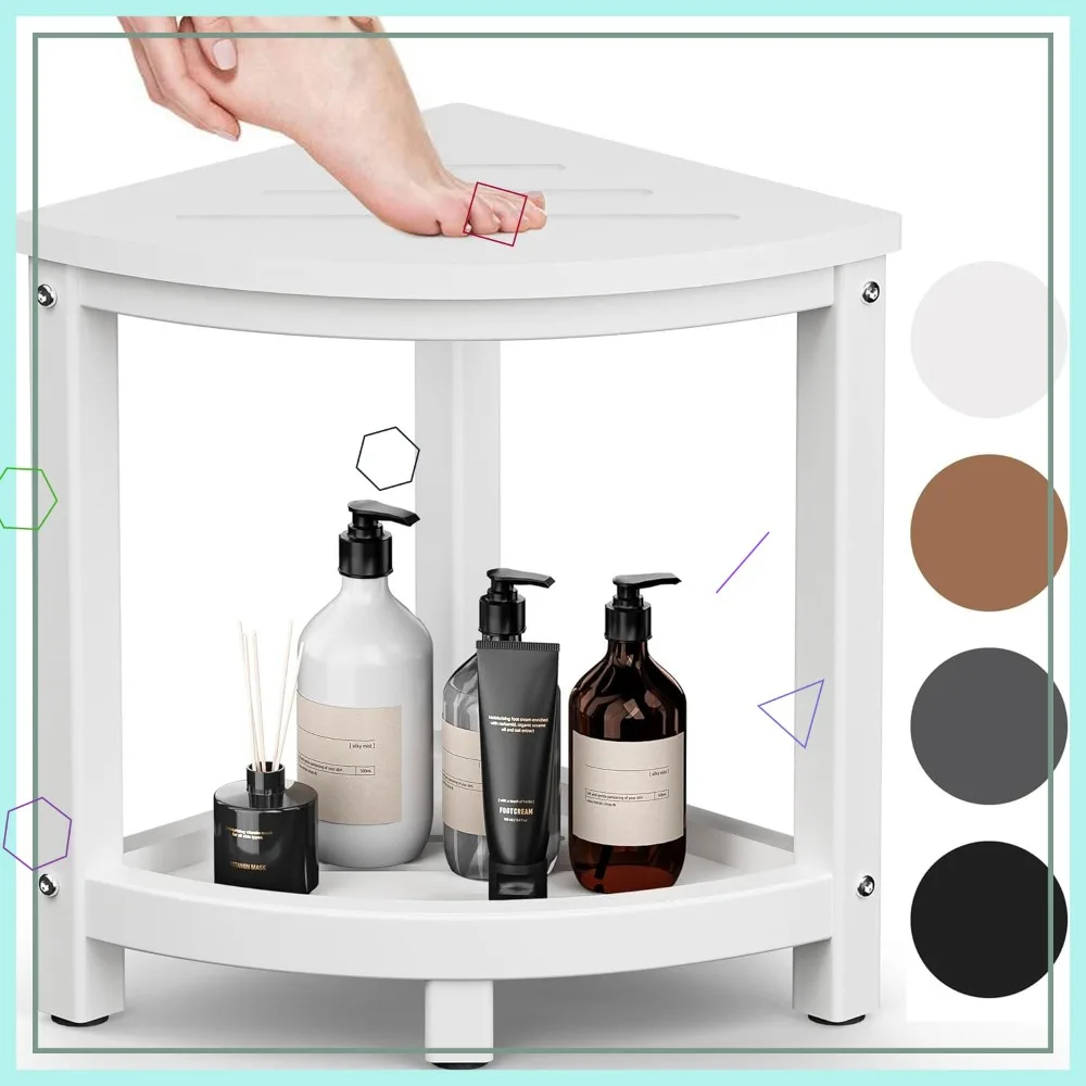 Corner Shower Bench Seat, HDPE Waterproof Stool with Storage Shelf, Bathroom Shaving Stool, Indoor/Outdoor Use, White
Corner Shower Bench Seat, HDPE Waterproof Stool with Storage Shelf, Bathroom Shaving Stool, Indoor/Outdoor Use, White