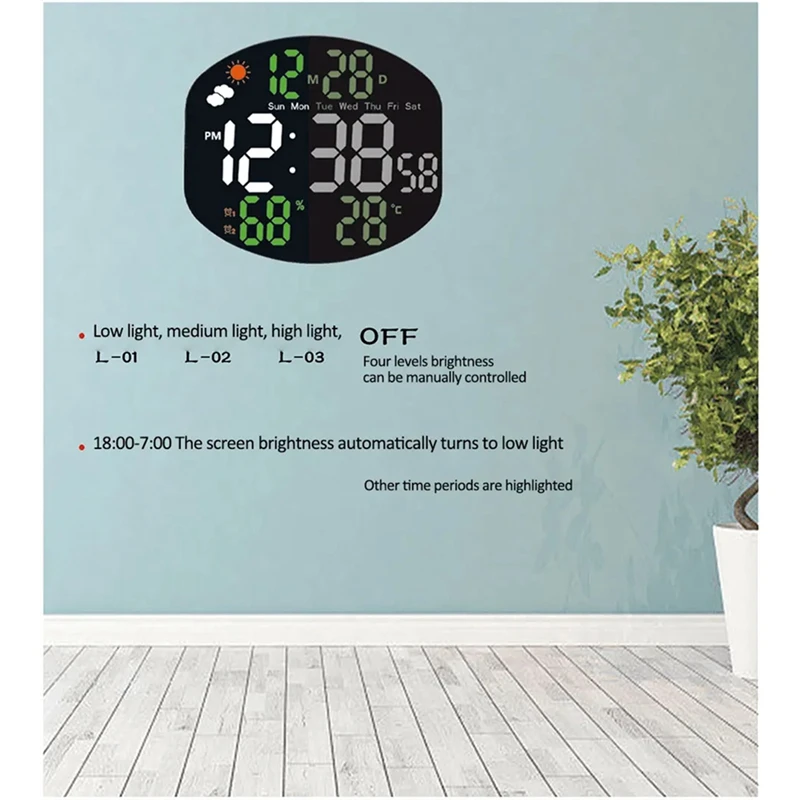 Цифровой будильник, настенные часы, метеостанция с влажностью/температурой/автоматическим затемнением/дата/двем набором будильника/подвесной/подвесной D-A86Z
Цифровой будильник, настенные часы, метеостанция с влажностью/температурой/автоматическим затемнением/дата/двем набором будильника/подвесной/подвесной D-A86Z