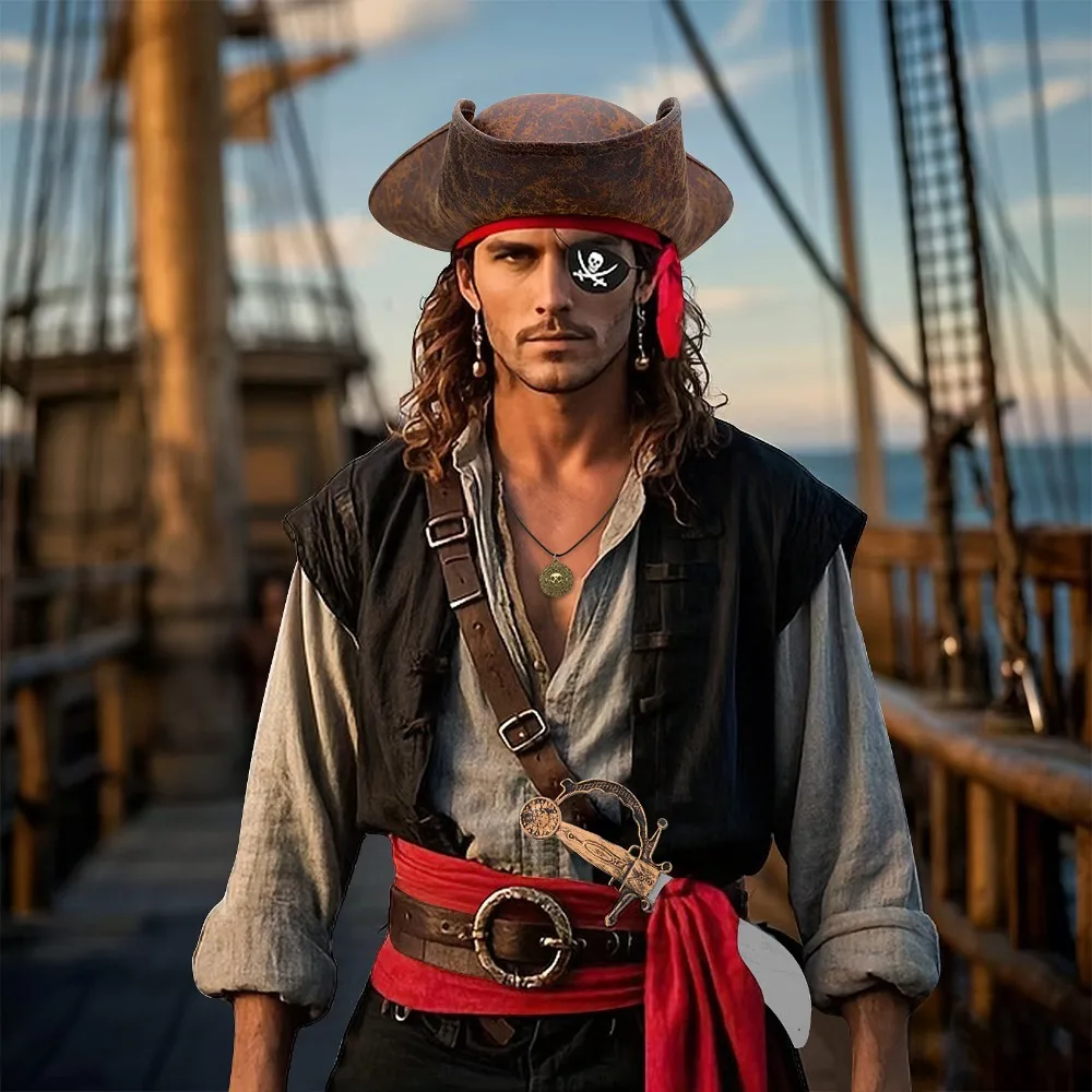 Пиратская шляпа, головной платок, карибский капитан, пояс, кулон, Хэллоуин, косплей, сценический реквизит
Пиратская шляпа, головной платок, карибский капитан, пояс, кулон, Хэллоуин, косплей, сценический реквизит