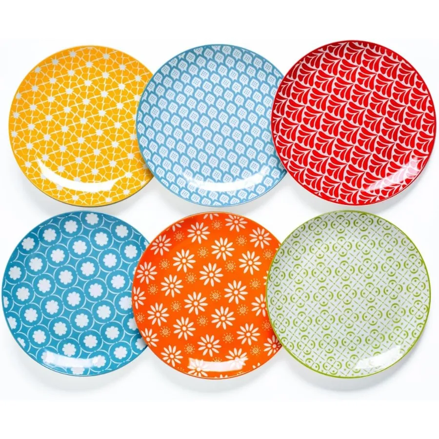 Porcelain Dinner Plates Set of 6 8 Inch Ceramic Plates with Vintage Colorful Design Ideal for Serving Salad Pasta Steak Durable
Porcelain Dinner Plates Set of 6 8 Inch Ceramic Plates with Vintage Colorful Design Ideal for Serving Salad Pasta Steak Durable