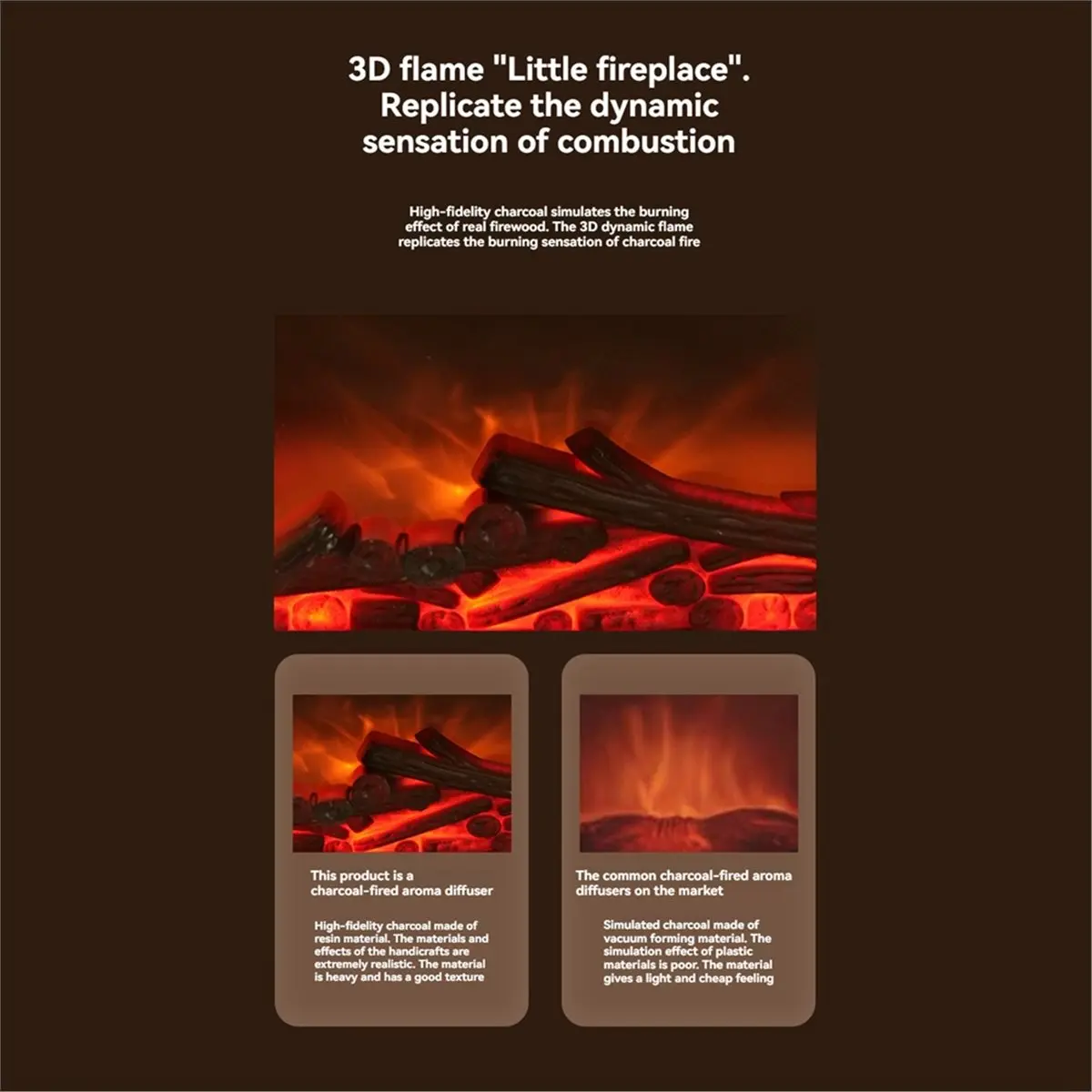 Mini Fireplace Diffusers for Essential Oils Fireplace Humidifier 140ml Bonfire Flame Diffuser with 7
Mini Fireplace Diffusers for Essential Oils Fireplace Humidifier 140ml Bonfire Flame Diffuser with 7