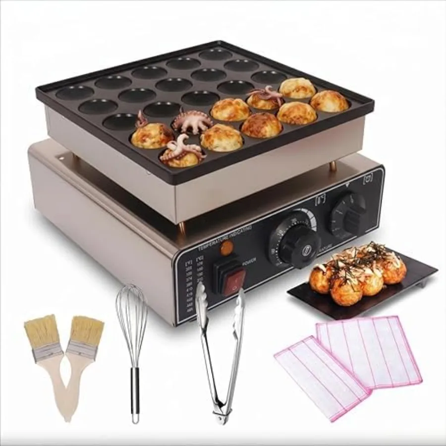Commercial 25PCS Mini Dutch Pancake Maker, Electric Non-Stick Takoyaki Grill Machine with Adjustable Temperature for Kitchen Us
Commercial 25PCS Mini Dutch Pancake Maker, Electric Non-Stick Takoyaki Grill Machine with Adjustable Temperature for Kitchen Us