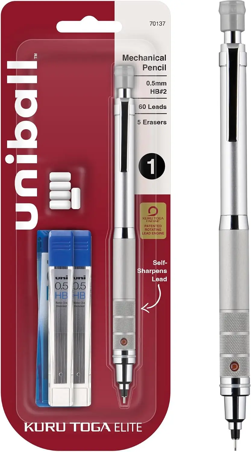 0.5mm Mechanical Pencil Starter Kit with Auto Rotation, HB #2, Silver, 1 Pack
0.5mm Mechanical Pencil Starter Kit with Auto Rotation, HB #2, Silver, 1 Pack