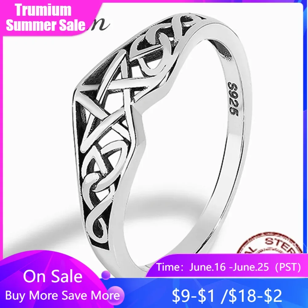 Trumium S925 Sterling Silver Pentagram Star Women Ring Celtic Filigree Design Simple Engagement Wedding Bands Party Jewelry
Trumium S925 Sterling Silver Pentagram Star Women Ring Celtic Filigree Design Simple Engagement Wedding Bands Party Jewelry