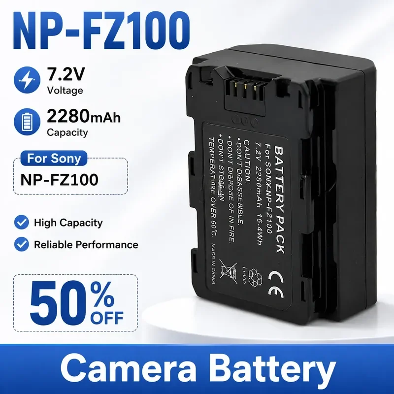 NP-FZ100 Camera Battery 7.2V 2280MAH 2400MAH for SONY A7M4/A7M3/A7R5/A7R4/A7R3A7C/A7C2/A7CR/A7S3/A9M2/A9/ILCE-9/A6600/A6700/FX30
NP-FZ100 Camera Battery 7.2V 2280MAH 2400MAH for SONY A7M4/A7M3/A7R5/A7R4/A7R3A7C/A7C2/A7CR/A7S3/A9M2/A9/ILCE-9/A6600/A6700/FX30