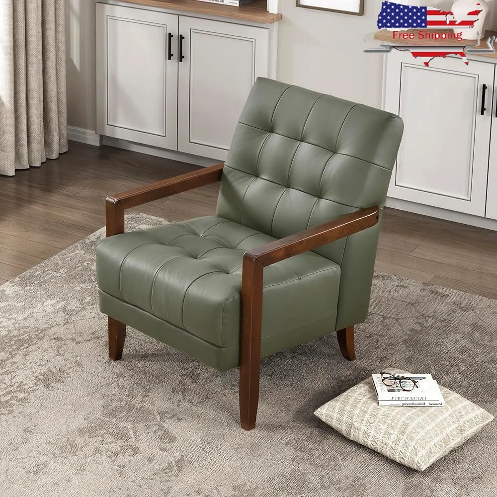Modern Accent Chair Luxury Genuine Leather Upholstered Living Room Chair Tufted Cushions Solid Wood Frame Comfortable Arm Rest
Modern Accent Chair Luxury Genuine Leather Upholstered Living Room Chair Tufted Cushions Solid Wood Frame Comfortable Arm Rest