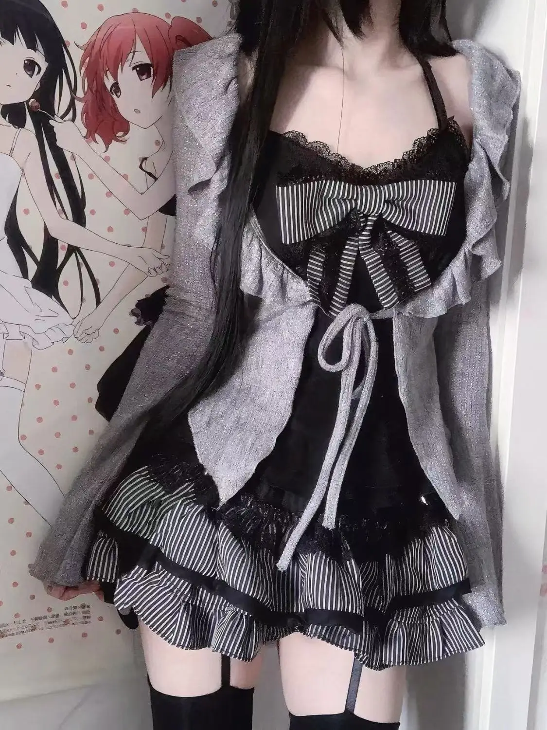 Летний японский комплект из 3 предметов Kawaii Lolita Sweet, женская одежда, жилет Y2k с бантом + повседневный кардиган + шикарная юбка в полоску с высокой талией, новинка 
Летний японский комплект из 3 предметов Kawaii Lolita Sweet, женская одежда, жилет Y2k с бантом + повседневный кардиган + шикарная юбка в полоску с высокой талией, новинка