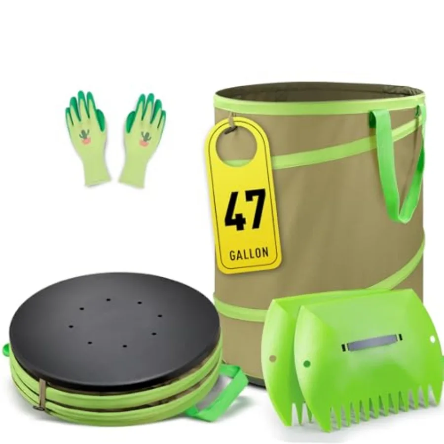 Collapsible Garden Bag 47Gallon, Collapsible Leaf Bags with Hard Bottom, Heavy Duty Yard Waste Bag Leaf Bin, Leaf Pop up Trash
Collapsible Garden Bag 47Gallon, Collapsible Leaf Bags with Hard Bottom, Heavy Duty Yard Waste Bag Leaf Bin, Leaf Pop up Trash