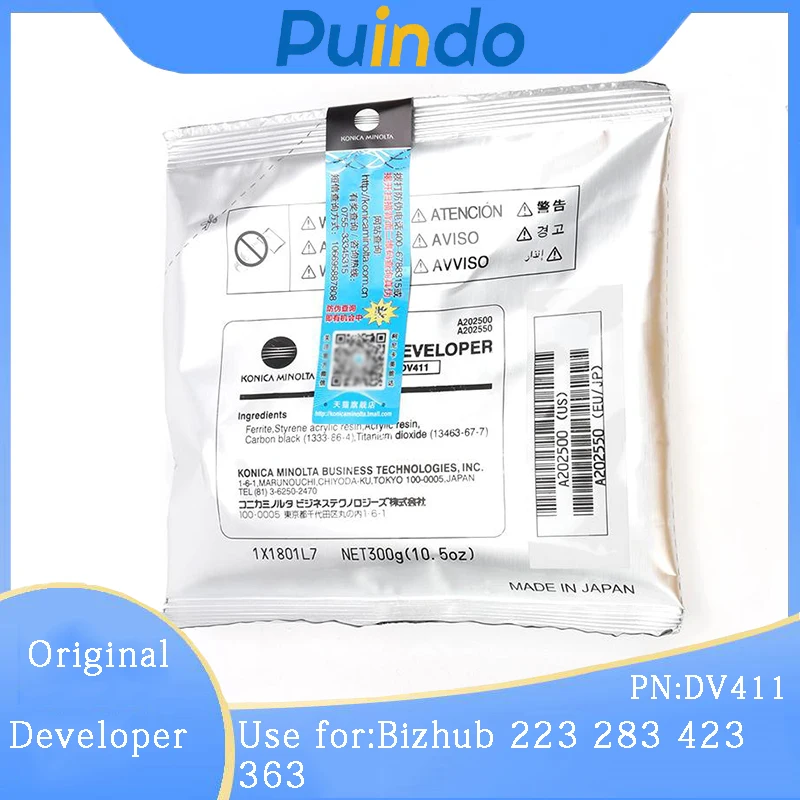 DV411 Original New Developer for Konica Minolta Bizhub 223 283 423 363 DV-411
DV411 Original New Developer for Konica Minolta Bizhub 223 283 423 363 DV-411