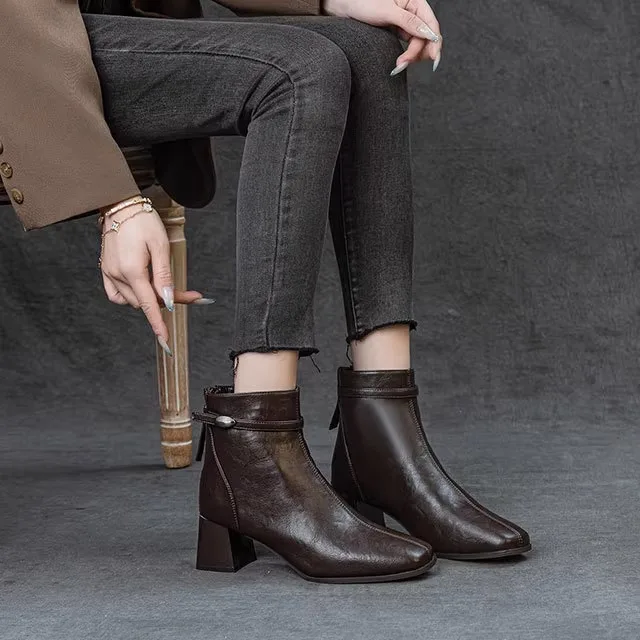 Fashionable Women's Leather Booties Fleece Lined Square Toe Short Boots Thin Rubber Sole High Heel PU Material Spring Autumn ...
Fashionable Women's Leather Booties Fleece Lined Square Toe Short Boots Thin Rubber Sole High Heel PU Material Spring Autumn ...