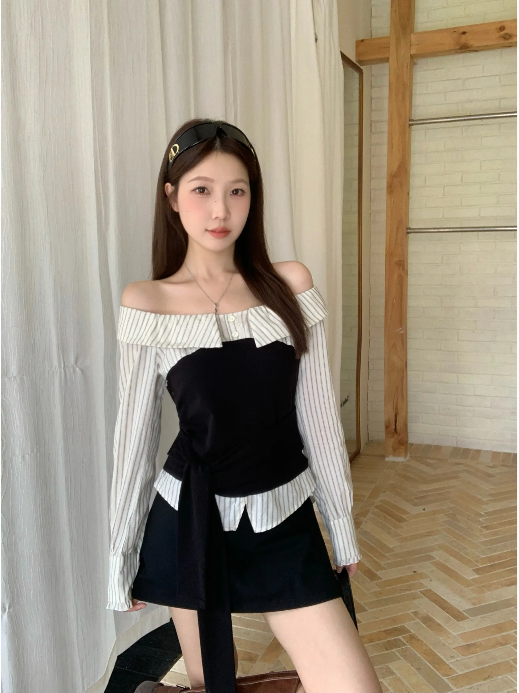 plus Size Fashionable One Shoulder Long Sleeve Shirt Autumn New Style Slimming Versatile Striped Patchwork Top for plus Size ...
plus Size Fashionable One Shoulder Long Sleeve Shirt Autumn New Style Slimming Versatile Striped Patchwork Top for plus Size ...