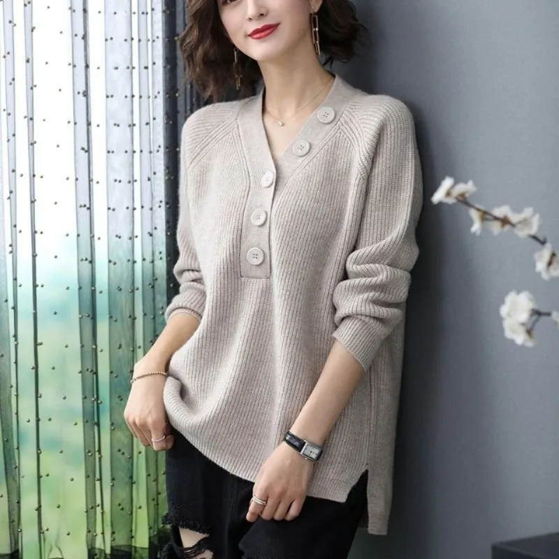 Women's Autumn Fashion Simplicity Solid Color V-neck Long Sleeve Sweater Women Clothes Casual Loose All-match Temperament Tops
Women's Autumn Fashion Simplicity Solid Color V-neck Long Sleeve Sweater Women Clothes Casual Loose All-match Temperament Tops