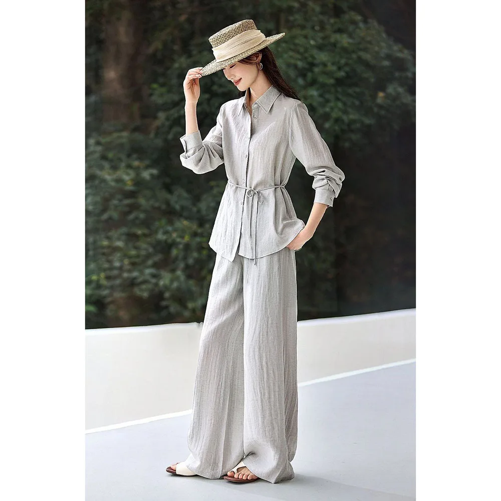Fashion Long Sleeve Cardigan Shits+ Pants Two-piece Set Spring Autumn Thin Cotton Linen Blouse Tops Pants Suits Women Outfits
Fashion Long Sleeve Cardigan Shits+ Pants Two-piece Set Spring Autumn Thin Cotton Linen Blouse Tops Pants Suits Women Outfits