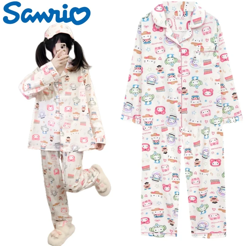 Новый хлопковый комплект домашней одежды Sanrio, пижамы HelloKitty с героями мультфильмов, не выцветает, можно носить на улице, повседневные модные праздничные подарки
Новый хлопковый комплект домашней одежды Sanrio, пижамы HelloKitty с героями мультфильмов, не выцветает, можно носить на улице, повседневные модные праздничные подарки