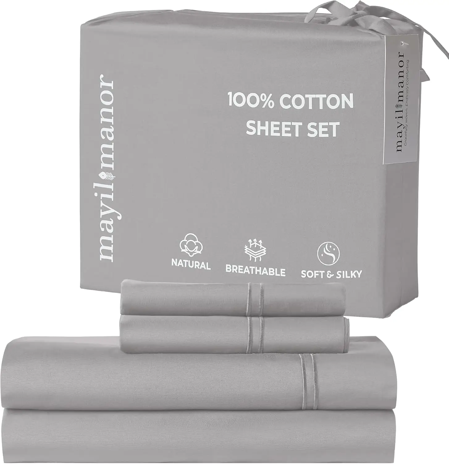 500 TC 100% Cotton Sateen Sheet Set | Deep Pocket, 4-Piece, Grey
500 TC 100% Cotton Sateen Sheet Set | Deep Pocket, 4-Piece, Grey