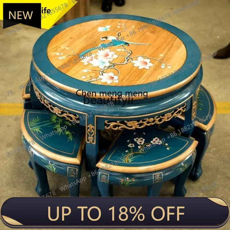 P178 Round Dining Table Chinese Style Round Table Balcony Living Room Home Use Elm Wood Round Antique Dining Table and Chairs
P178 Round Dining Table Chinese Style Round Table Balcony Living Room Home Use Elm Wood Round Antique Dining Table and Chairs