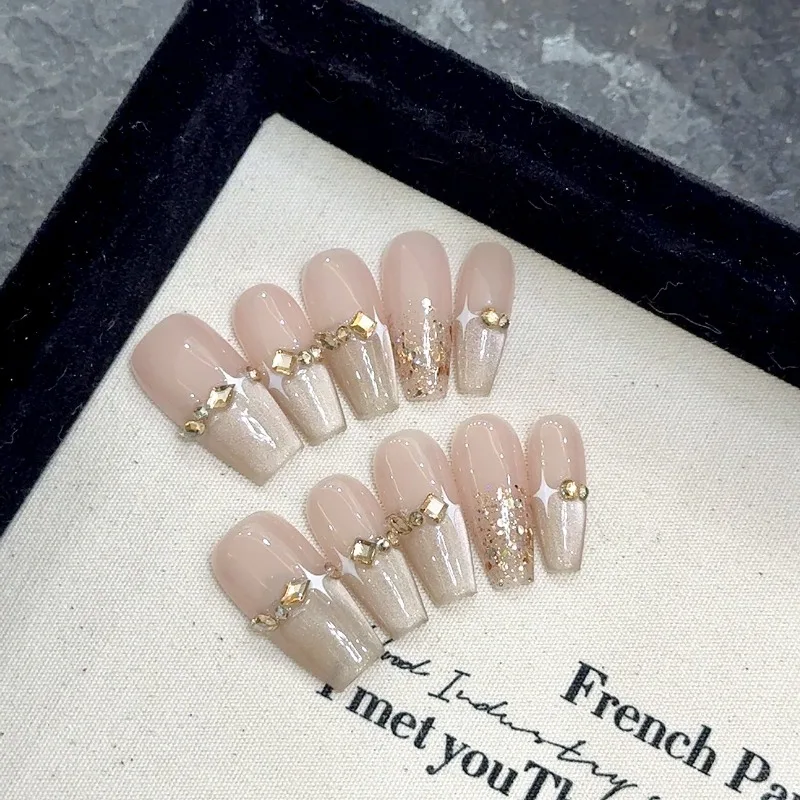 Handmade Press on Nails for Girls French Rhinestones Fake Nails with Glue Reusable adhesive Stick-on Nails with Box and Tools
Handmade Press on Nails for Girls French Rhinestones Fake Nails with Glue Reusable adhesive Stick-on Nails with Box and Tools