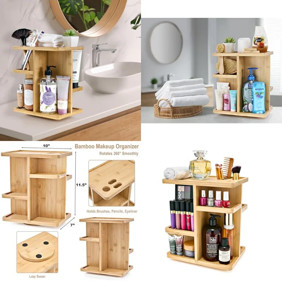 360° Makeup Organizer - Bamboo Wood Make Up Storage Carousel for Cosmetics, Skin Care Rotating Makeup Organizer for Vanity, Bat
360° Makeup Organizer - Bamboo Wood Make Up Storage Carousel for Cosmetics, Skin Care Rotating Makeup Organizer for Vanity, Bat