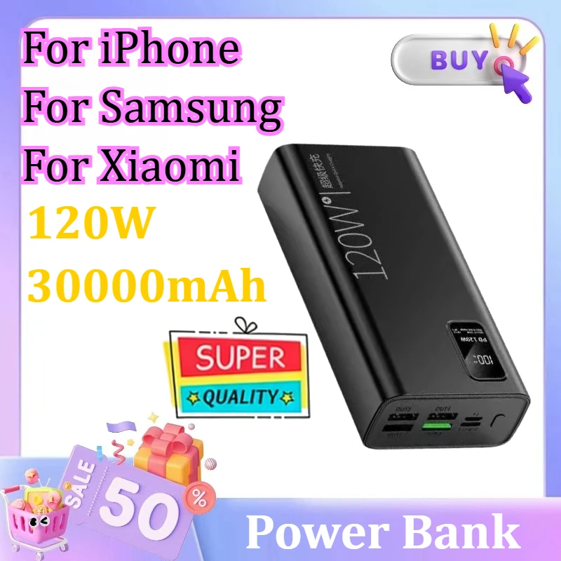 Большая емкость 30000 мАч Power Bank 120 Вт Быстрое зарядное устройство для iPhone Для Samsung Для Xiaomi USB C Внешняя запасная батарея Портативная
Большая емкость 30000 мАч Power Bank 120 Вт Быстрое зарядное устройство для iPhone Для Samsung Для Xiaomi USB C Внешняя запасная батарея Портативная