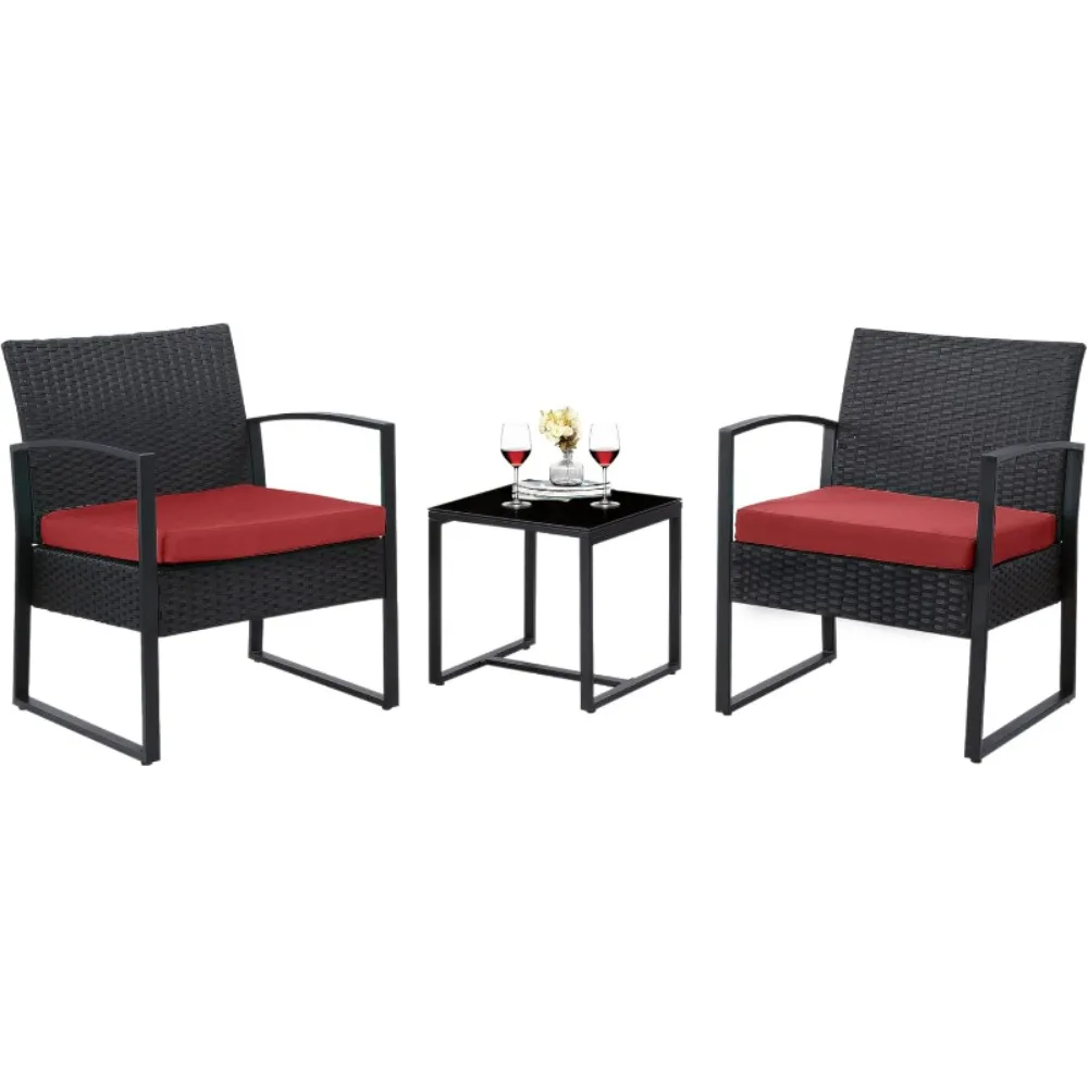 3 Pieces Outdoor Patio Furniture Set Wicker Rattan Chair Set Patio Bistro Conversation Set 3 Pcs with Coffee Table
3 Pieces Outdoor Patio Furniture Set Wicker Rattan Chair Set Patio Bistro Conversation Set 3 Pcs with Coffee Table