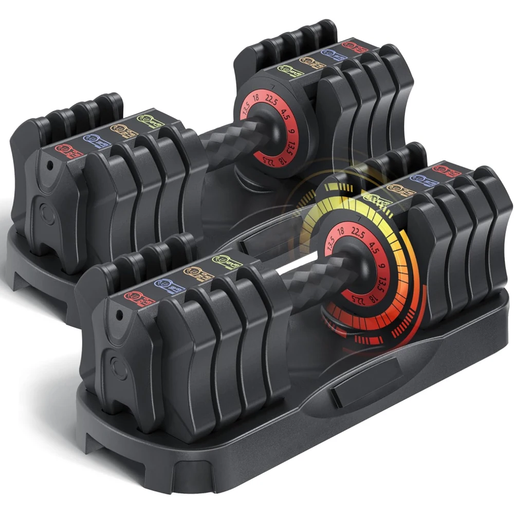 22.5LB Adjustable Dumbbell Set:1Sec Adjust,5-in-1,Easy Tray,No-Slip Handle,Compact Home Gym
22.5LB Adjustable Dumbbell Set:1Sec Adjust,5-in-1,Easy Tray,No-Slip Handle,Compact Home Gym
