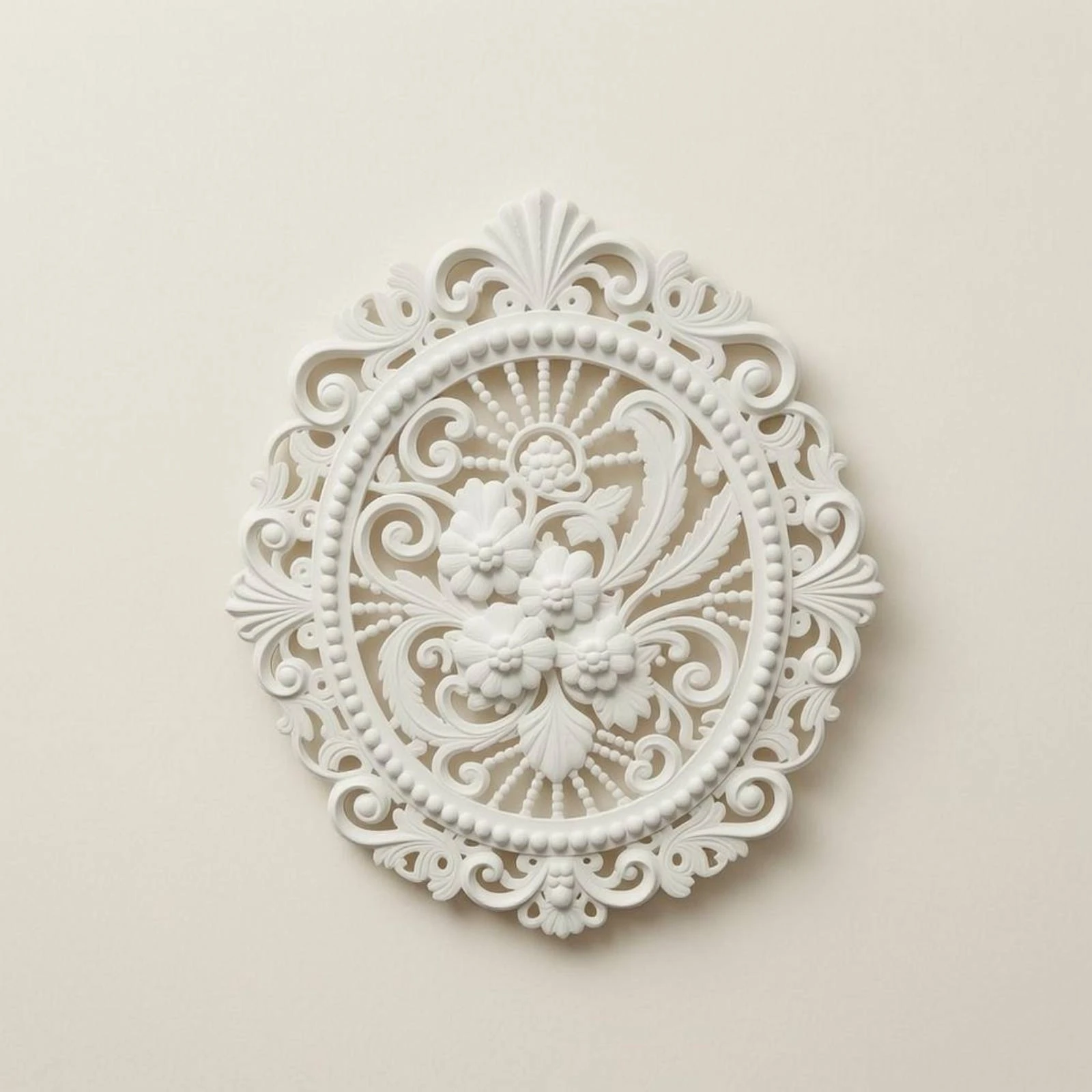 Oval Flower Wall Plaque Botanical Design Baroque Wall Plaque Home Decor Ornate Beaded Border for Display, Scene Decoration
Oval Flower Wall Plaque Botanical Design Baroque Wall Plaque Home Decor Ornate Beaded Border for Display, Scene Decoration