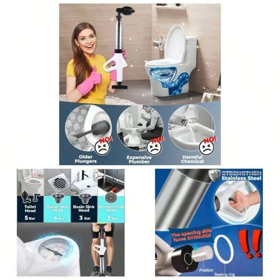Unclog Toilet Plunger - Drain Clog Remover, High - Pressure Pump Plunger, Drain Blaster With Real - Time Barometer Drain Snake
Unclog Toilet Plunger - Drain Clog Remover, High - Pressure Pump Plunger, Drain Blaster With Real - Time Barometer Drain Snake