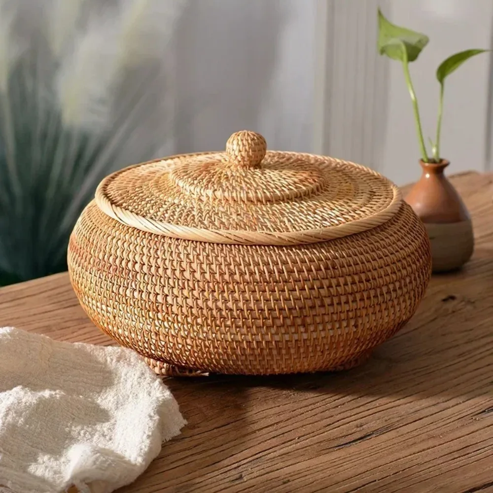 Handwoven Rattan Storage Box with Lid Tea Food Container Kongfu Tea Set Bread Fruit Basket with Lid Puer Tea Bag Organizer
Handwoven Rattan Storage Box with Lid Tea Food Container Kongfu Tea Set Bread Fruit Basket with Lid Puer Tea Bag Organizer