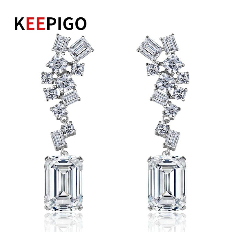 KEEPIGO S925 Silver Simple Fashion White 9*13mm 5A Zircon Irregular Tassel Dangle Earrings Fine Jewelry Birthday Wedding Gift
KEEPIGO S925 Silver Simple Fashion White 9*13mm 5A Zircon Irregular Tassel Dangle Earrings Fine Jewelry Birthday Wedding Gift