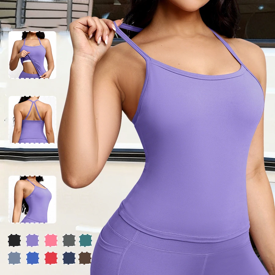 Women's Vest with Built in Bra SleevelessBeautiful Back Workout Tops Solid Color Elasticity Vest Casual Wear
Women's Vest with Built in Bra SleevelessBeautiful Back Workout Tops Solid Color Elasticity Vest Casual Wear