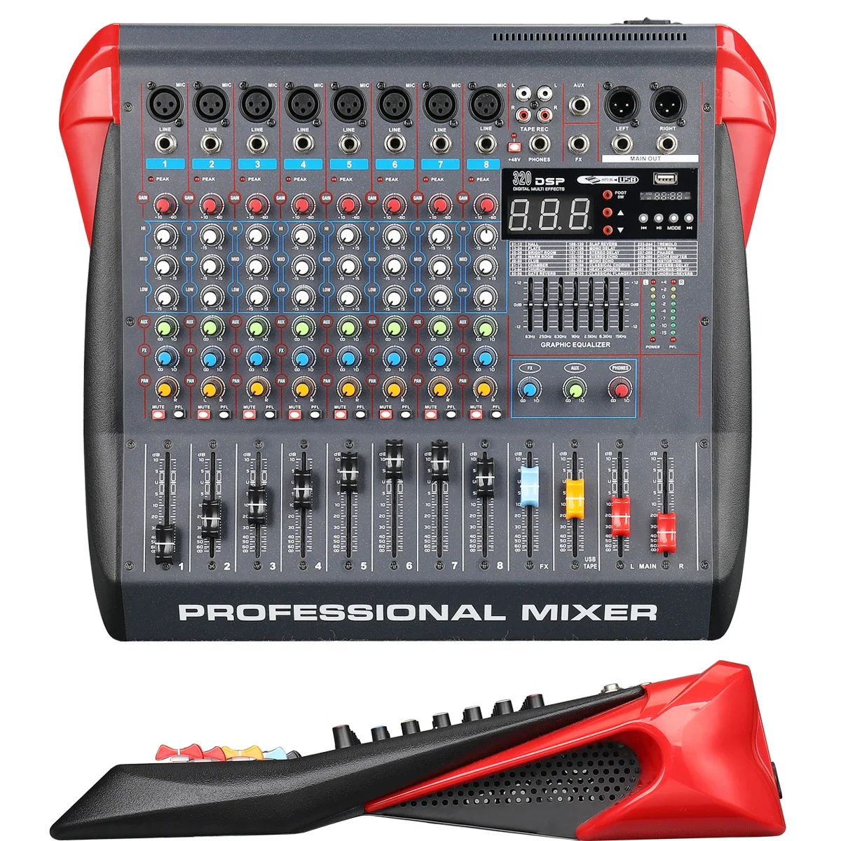 Professional Stage Performance 320 DSP Effect 8 Channel Mixing Console Sounds FX AUX EQ Frequency Modulated Mixer Audio System
Professional Stage Performance 320 DSP Effect 8 Channel Mixing Console Sounds FX AUX EQ Frequency Modulated Mixer Audio System