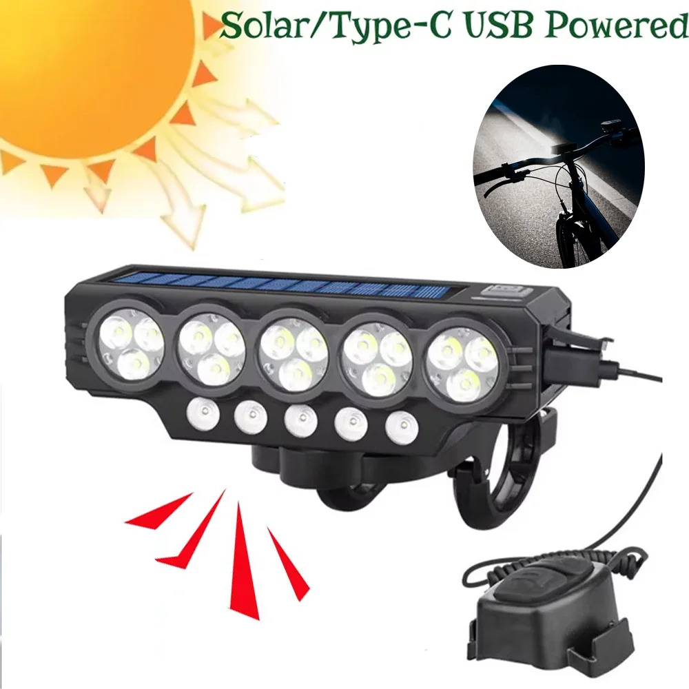 5/9 LED Solar Power Bicycle Front Light USB Rechargeable Highlight 120dB Cycling Bike Horn Easy To Install Bicycle Bell Light
5/9 LED Solar Power Bicycle Front Light USB Rechargeable Highlight 120dB Cycling Bike Horn Easy To Install Bicycle Bell Light