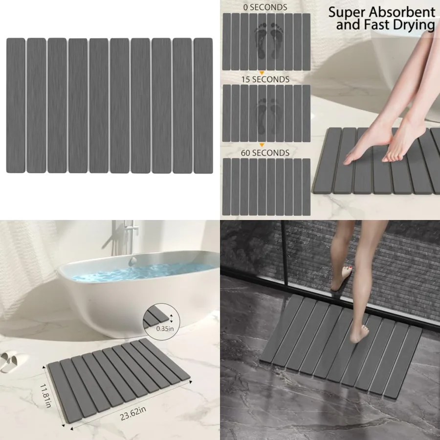 Foldable Stone Bath Mat 60x39cm Quick-Dry Diatomaceous Earth Bath Rug with PVC Anti-Slip Base Bathroom, Kitchen, Pet-Friendly W
Foldable Stone Bath Mat 60x39cm Quick-Dry Diatomaceous Earth Bath Rug with PVC Anti-Slip Base Bathroom, Kitchen, Pet-Friendly W