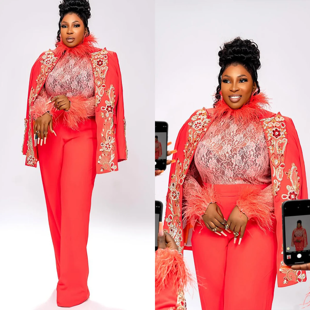 Exquisite Crystal Appliques Women Suits Wide Leg Pants Plus Size Blazer Fashion Beaded Suit Customized Prom Party Outfits
Exquisite Crystal Appliques Women Suits Wide Leg Pants Plus Size Blazer Fashion Beaded Suit Customized Prom Party Outfits