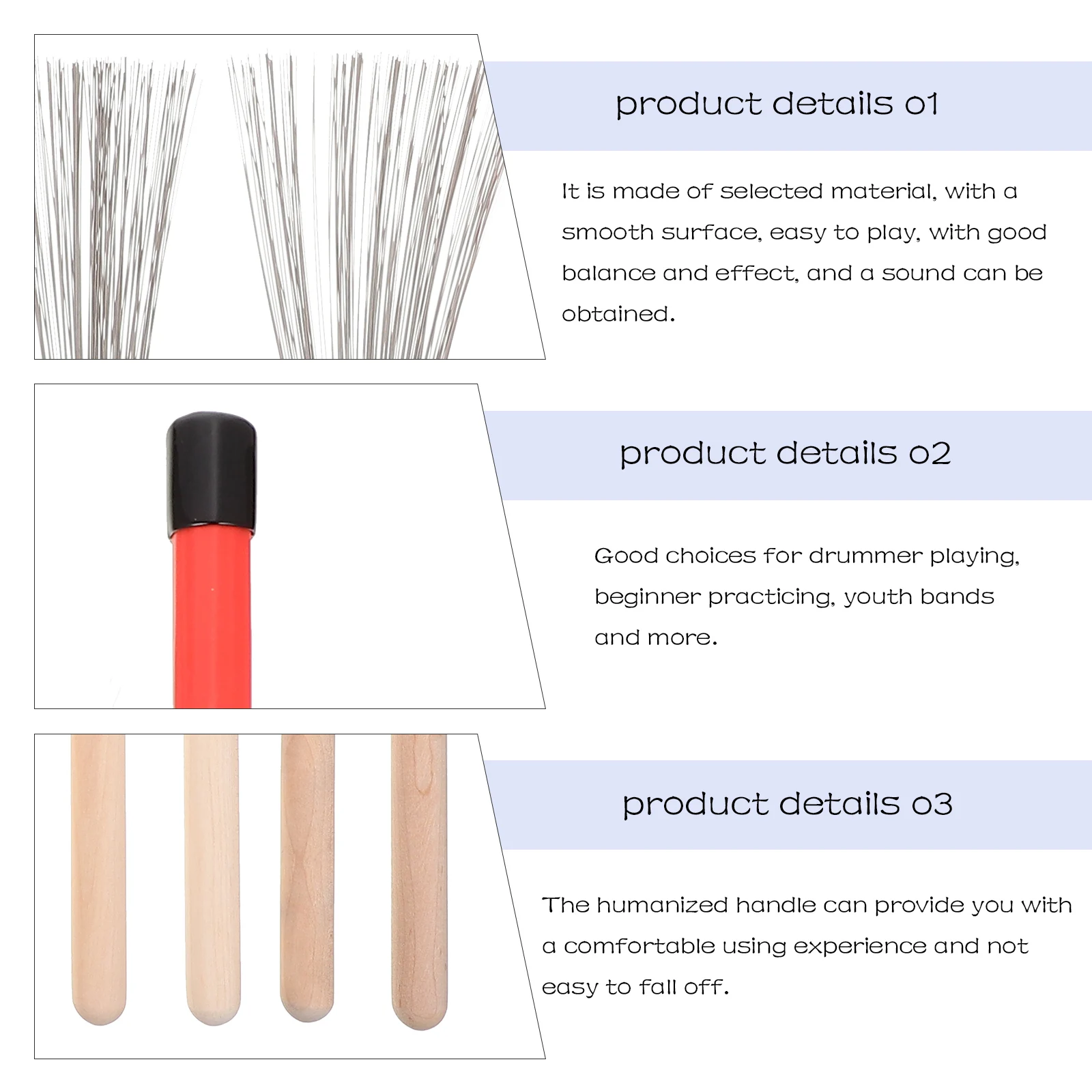 Drum Stick Set Special Brush Steel Wire Drumsticks Kids Sticks Instrument Accessories Bamboo Rubber Comfortable Grip
Drum Stick Set Special Brush Steel Wire Drumsticks Kids Sticks Instrument Accessories Bamboo Rubber Comfortable Grip