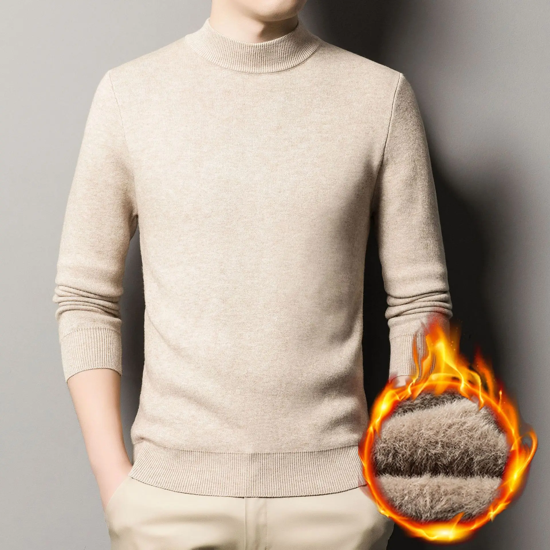 Men's Half Turtleneck Fleece Sweater Thickened Slim Warm 2022 Autumn/Winter Plus Fleece Sweater Boutique Knit Sweater
Men's Half Turtleneck Fleece Sweater Thickened Slim Warm 2022 Autumn/Winter Plus Fleece Sweater Boutique Knit Sweater
