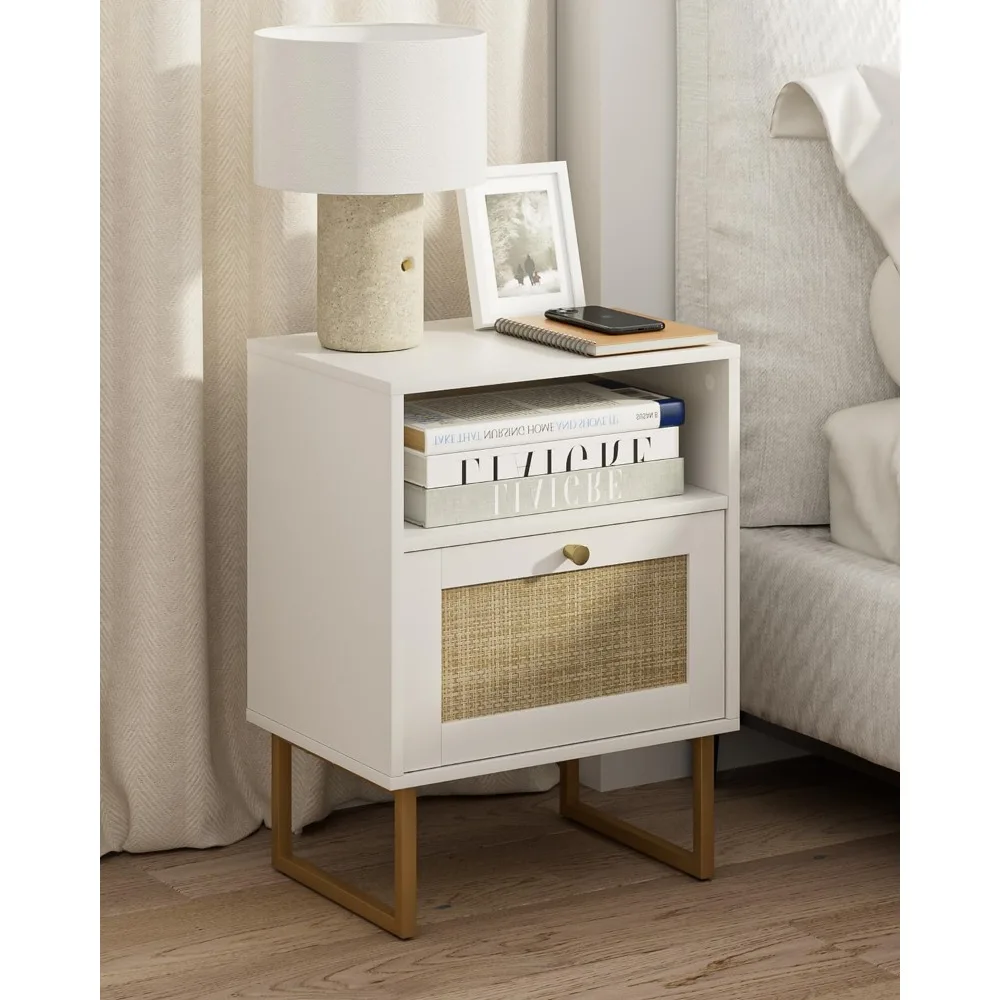 Vine bedside table, modern Bohemian farmhouse wooden bedside table with storage drawers (white)
Vine bedside table, modern Bohemian farmhouse wooden bedside table with storage drawers (white)