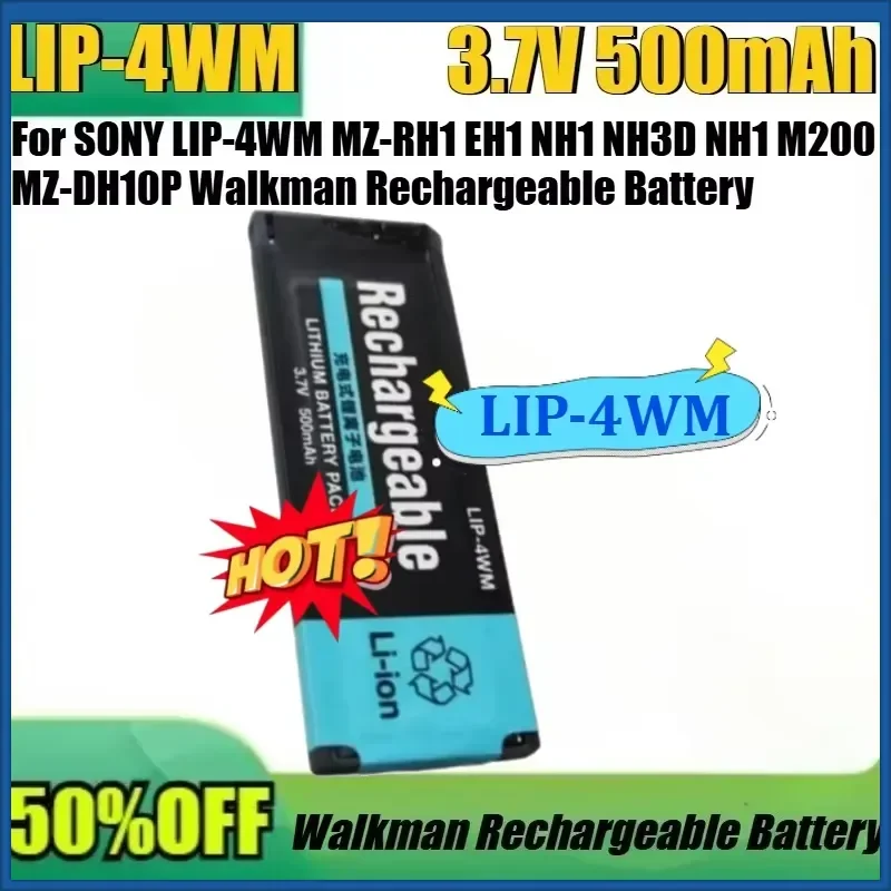 New LIP-4WM 3.7V 500mAh High Quality Battery for SONY LIP-4WM MZ-RH1 EH1 NH1 NH3D NH1 M200 MZ-DH10P Walkman Rechargeable
New LIP-4WM 3.7V 500mAh High Quality Battery for SONY LIP-4WM MZ-RH1 EH1 NH1 NH3D NH1 M200 MZ-DH10P Walkman Rechargeable