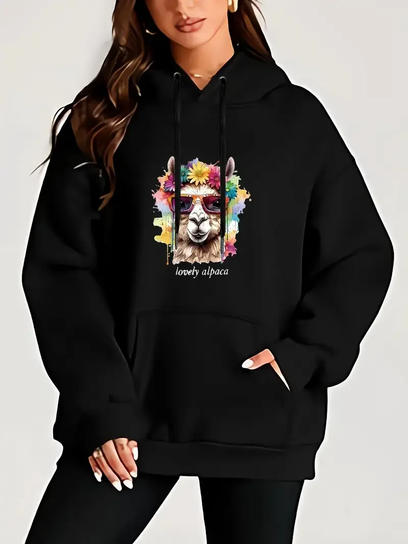 Cute Print Casual Hoodie With Fashion Glasses Women's Plus Size Comfortable Classic Pullover Hoodie Machine Washable Polyester
Cute Print Casual Hoodie With Fashion Glasses Women's Plus Size Comfortable Classic Pullover Hoodie Machine Washable Polyester