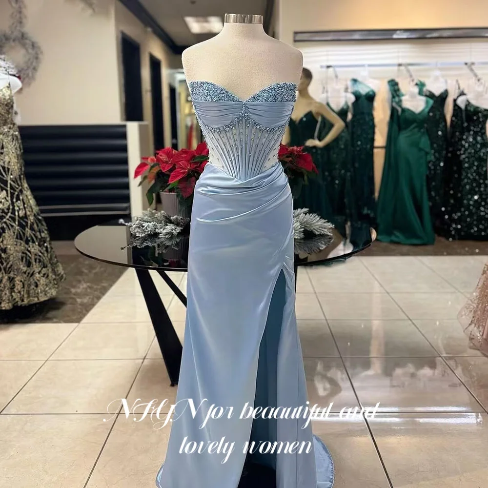 NFYN Blue Elegant Stain Prom Dress Sweetheart Mermaid Party Dresses Shiny Sequin High Split Hollow Evening Dresses Customized
NFYN Blue Elegant Stain Prom Dress Sweetheart Mermaid Party Dresses Shiny Sequin High Split Hollow Evening Dresses Customized