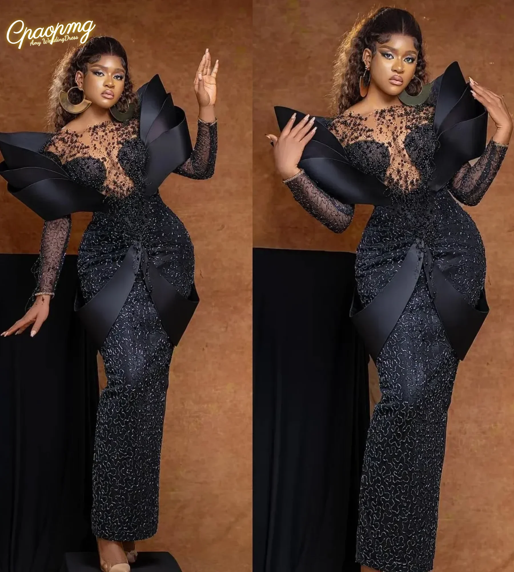 Customized Sexy African Evening Dresses for Women Mermaid Black Lace Prom Gowns Off Shoulder Wedding Dress robes de soirée
Customized Sexy African Evening Dresses for Women Mermaid Black Lace Prom Gowns Off Shoulder Wedding Dress robes de soirée