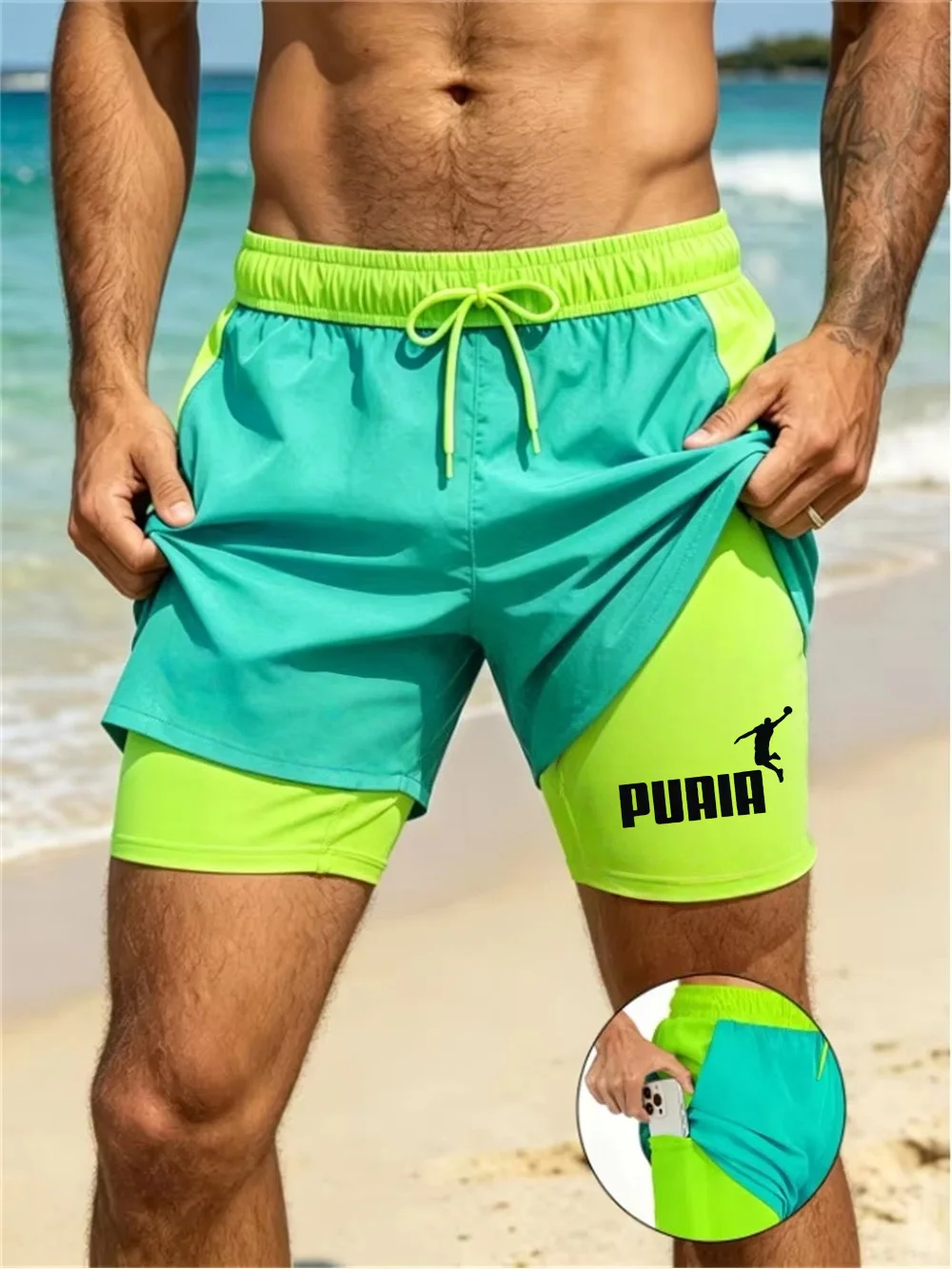 Men Double Layer Swim Trunks Quick Dry Compression Liner Board Shorts Summer Surfing Beach Shorts Drawstring Sport Bathing Suit
Men Double Layer Swim Trunks Quick Dry Compression Liner Board Shorts Summer Surfing Beach Shorts Drawstring Sport Bathing Suit
