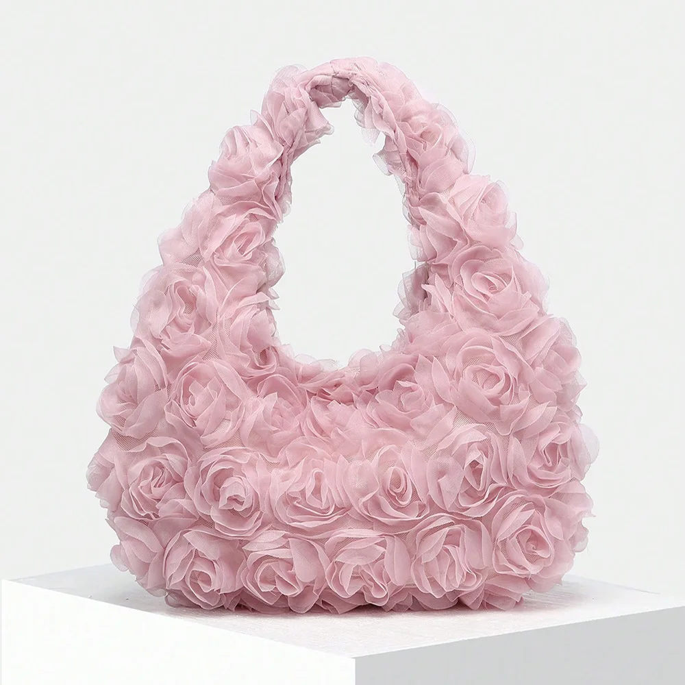 Sweet Romantic Gauze Flower Underarm Bag Three-dimensional Rose Ruffled Handbag Lace Luxury Evening Bag Women Dating Dinner Bag
Sweet Romantic Gauze Flower Underarm Bag Three-dimensional Rose Ruffled Handbag Lace Luxury Evening Bag Women Dating Dinner Bag