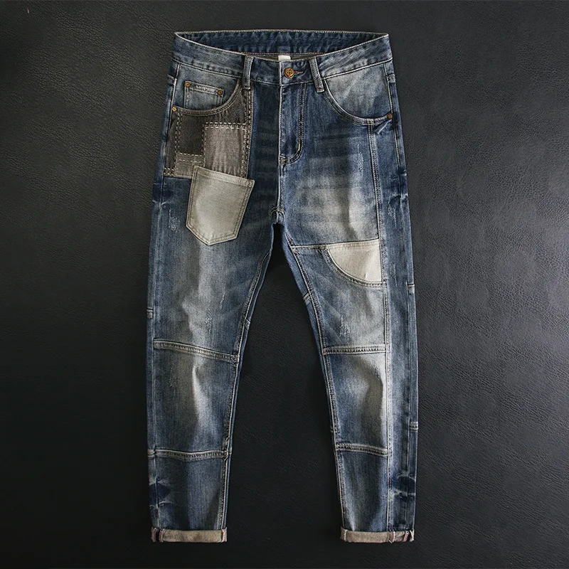 Trendy brand patchwork jeans for men, slim fit small straight tube elastic retro patch personalized trendy pants
Trendy brand patchwork jeans for men, slim fit small straight tube elastic retro patch personalized trendy pants